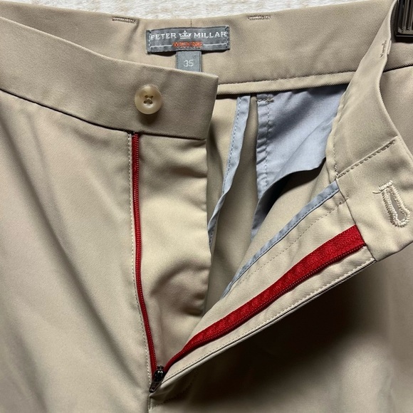 Peter Millar Wicking‎ Shorts Mens 35 Beige Chino Crown Skull Golf - Picture 5 of 13